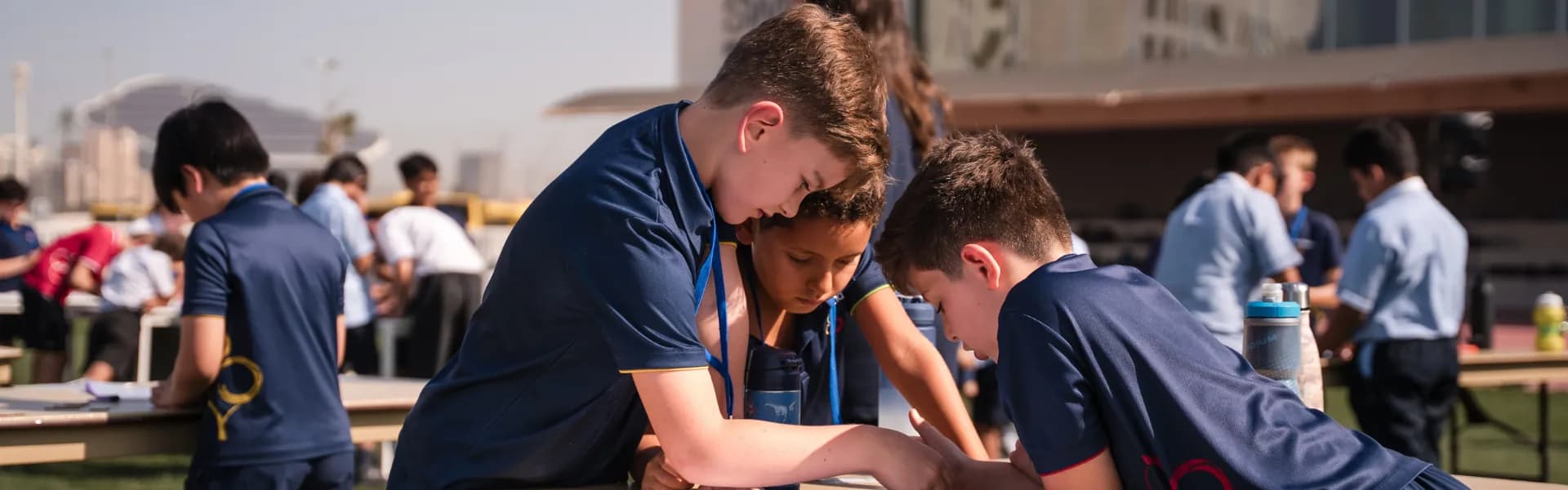 Students competing in mathematical challenges